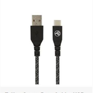 Tellur Green Data Cable, USB To Type-C, 3A, 1m, Nylon, Black
